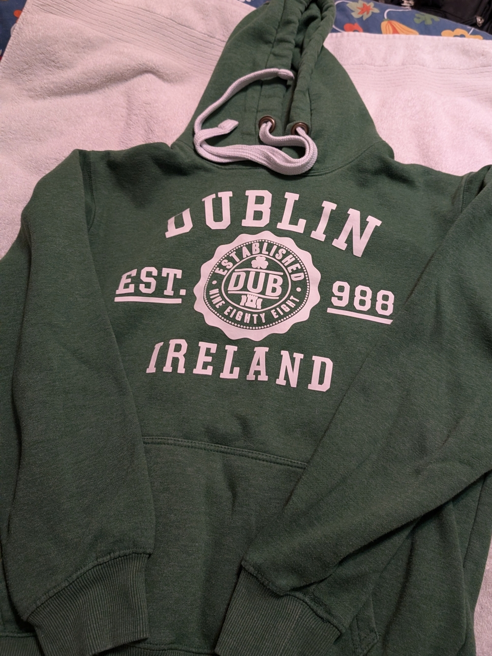 Dublin Ireland Green Graphic Hoodie with Drawstring